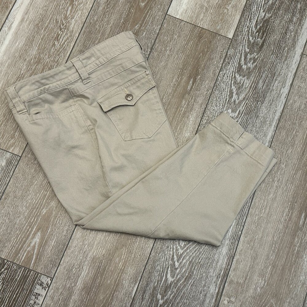 Bill Blass Jeans Sz 10 (?) Vintage Khaki Denim Capris Cute Button Down Pockets